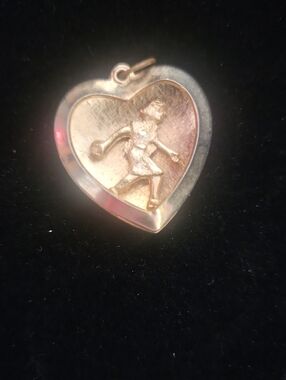 Vintage Heart Pendant Charm in Two-Tone Gold